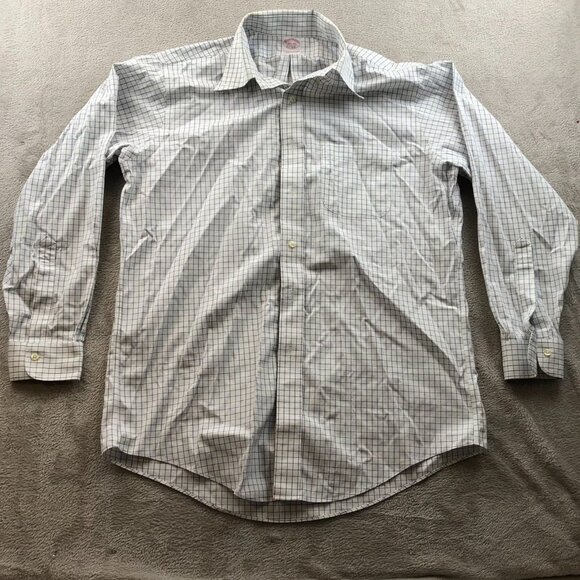 Brooks Brothers Mens Dress Shirt Medium 15.5 Neck Traditional Fit Windowpane - Picture 9 of 10